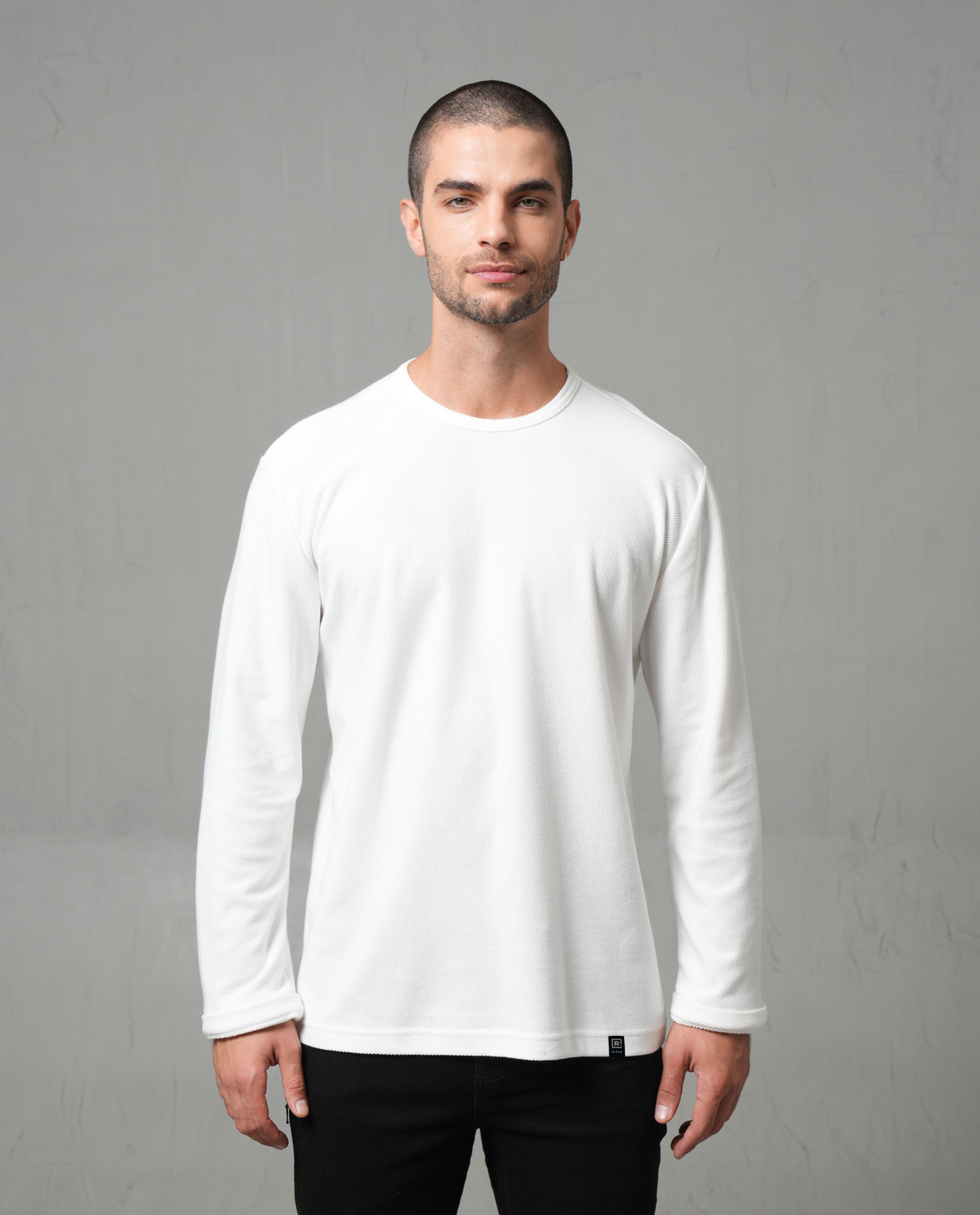 Camiseta manga larga con textura para hombre