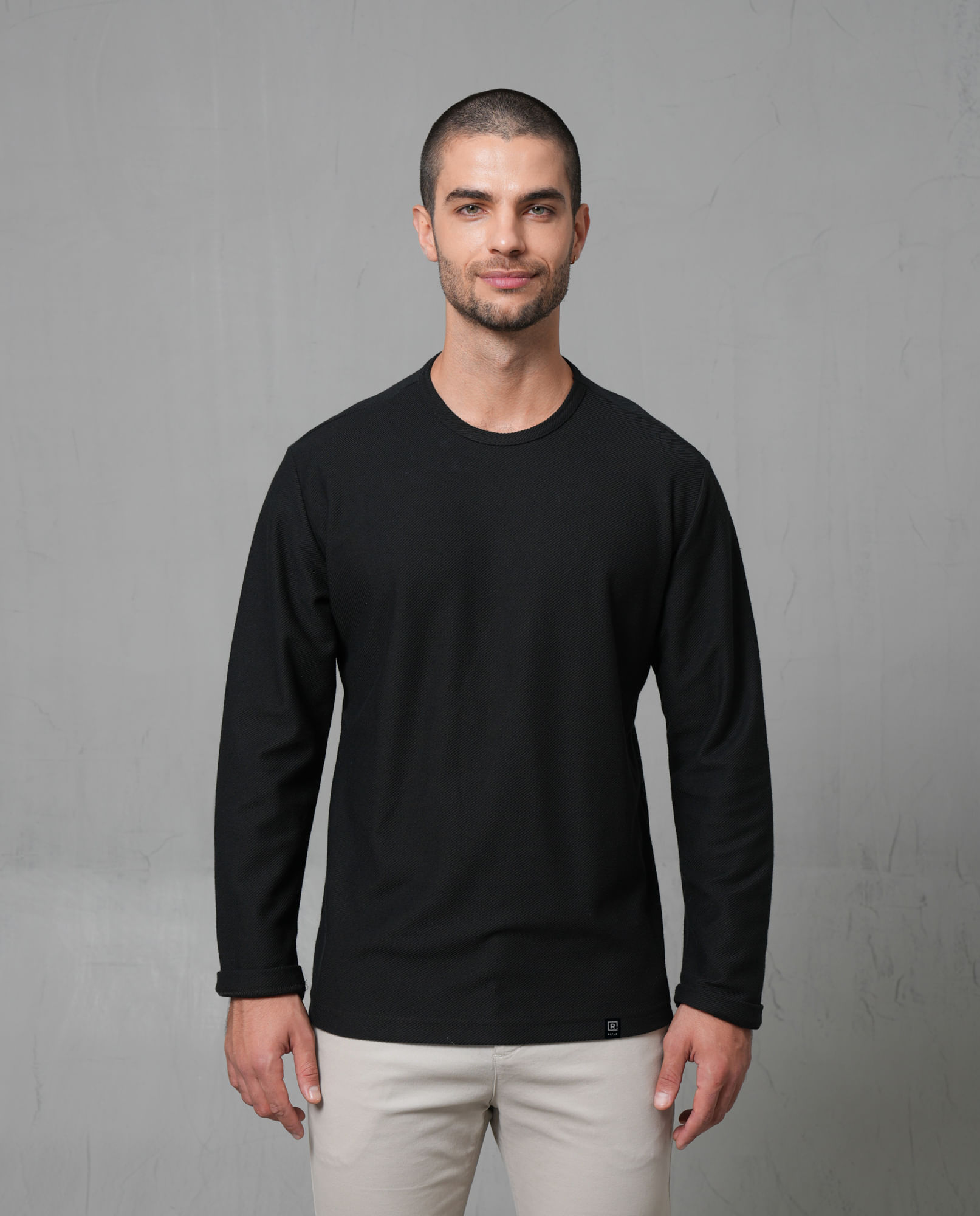 Camiseta manga larga con textura para hombre