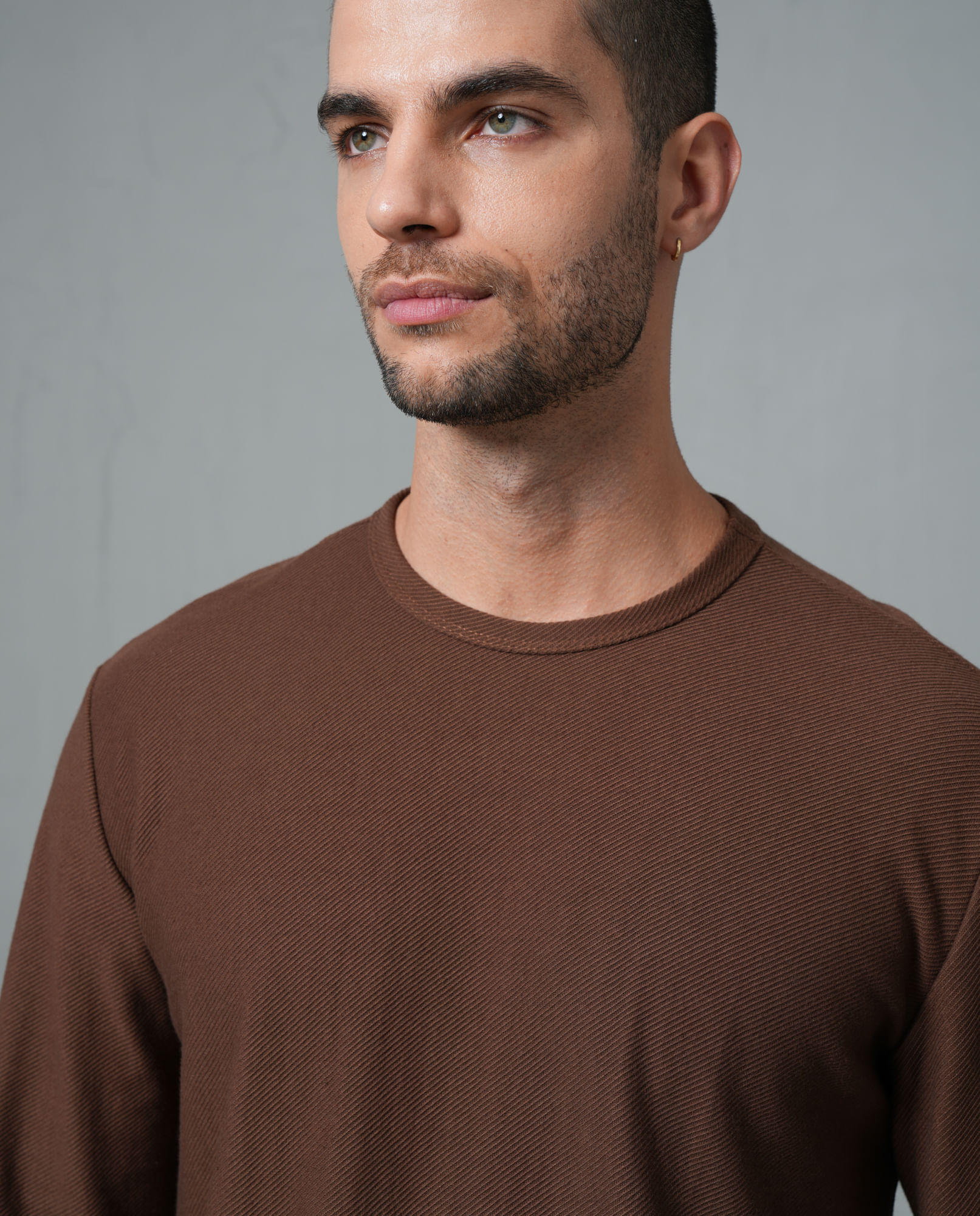 Camiseta manga larga con textura para hombre