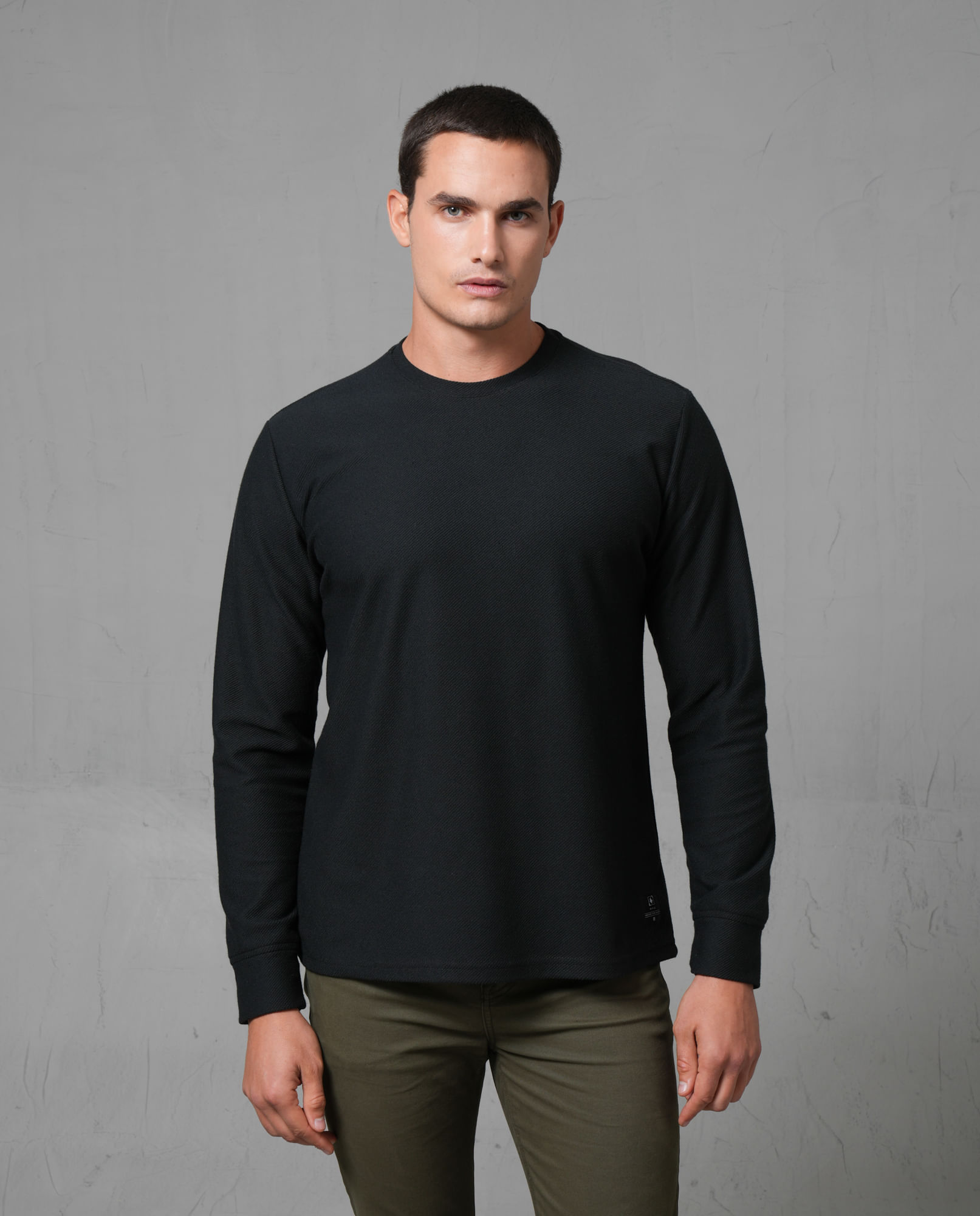 Camiseta manga larga de tela con textura para hombre