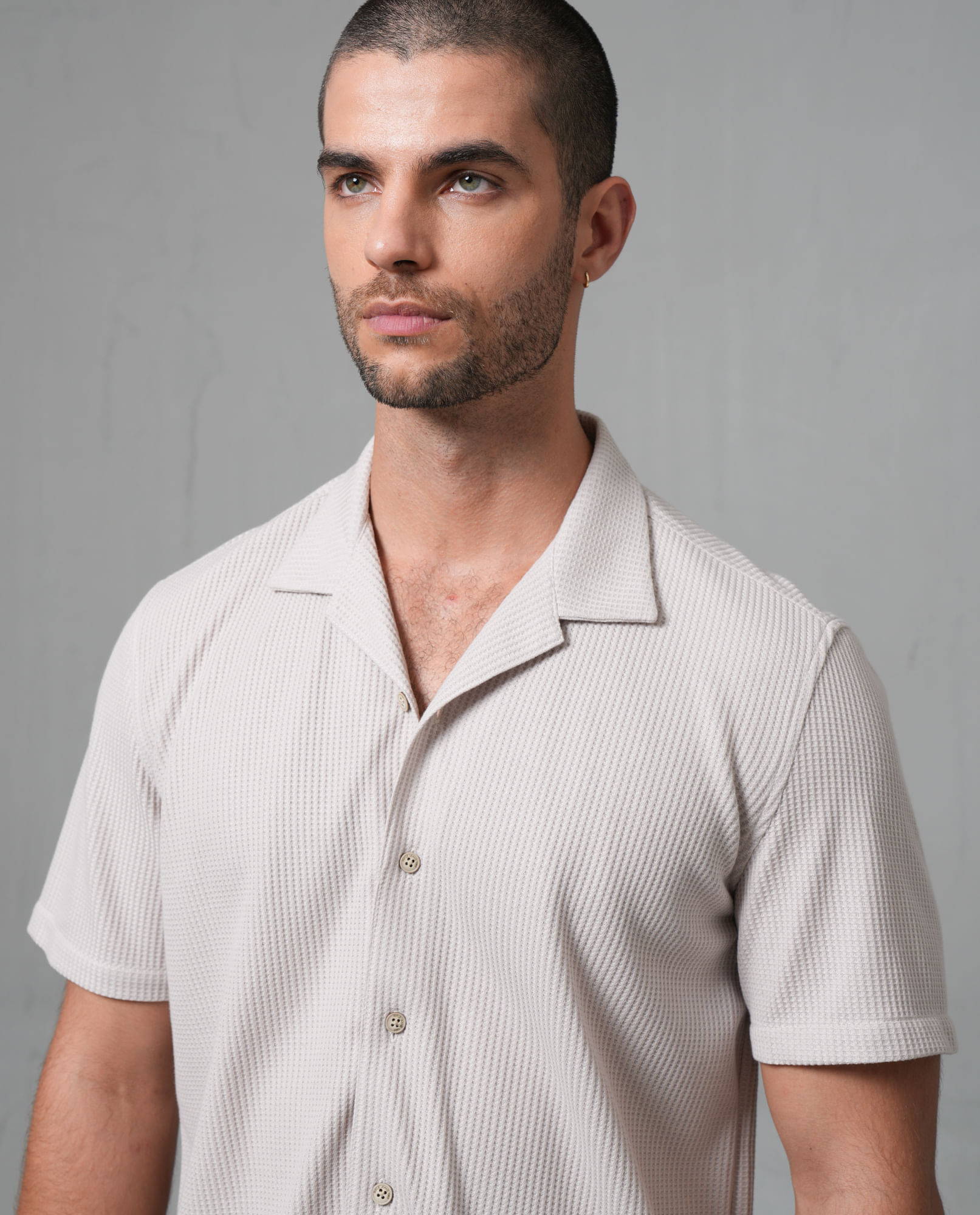 Camisa Resort de tela con textura para hombre
