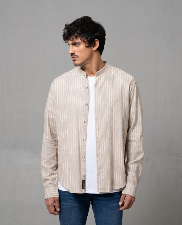 Camisa manga larga a rayas para hombre