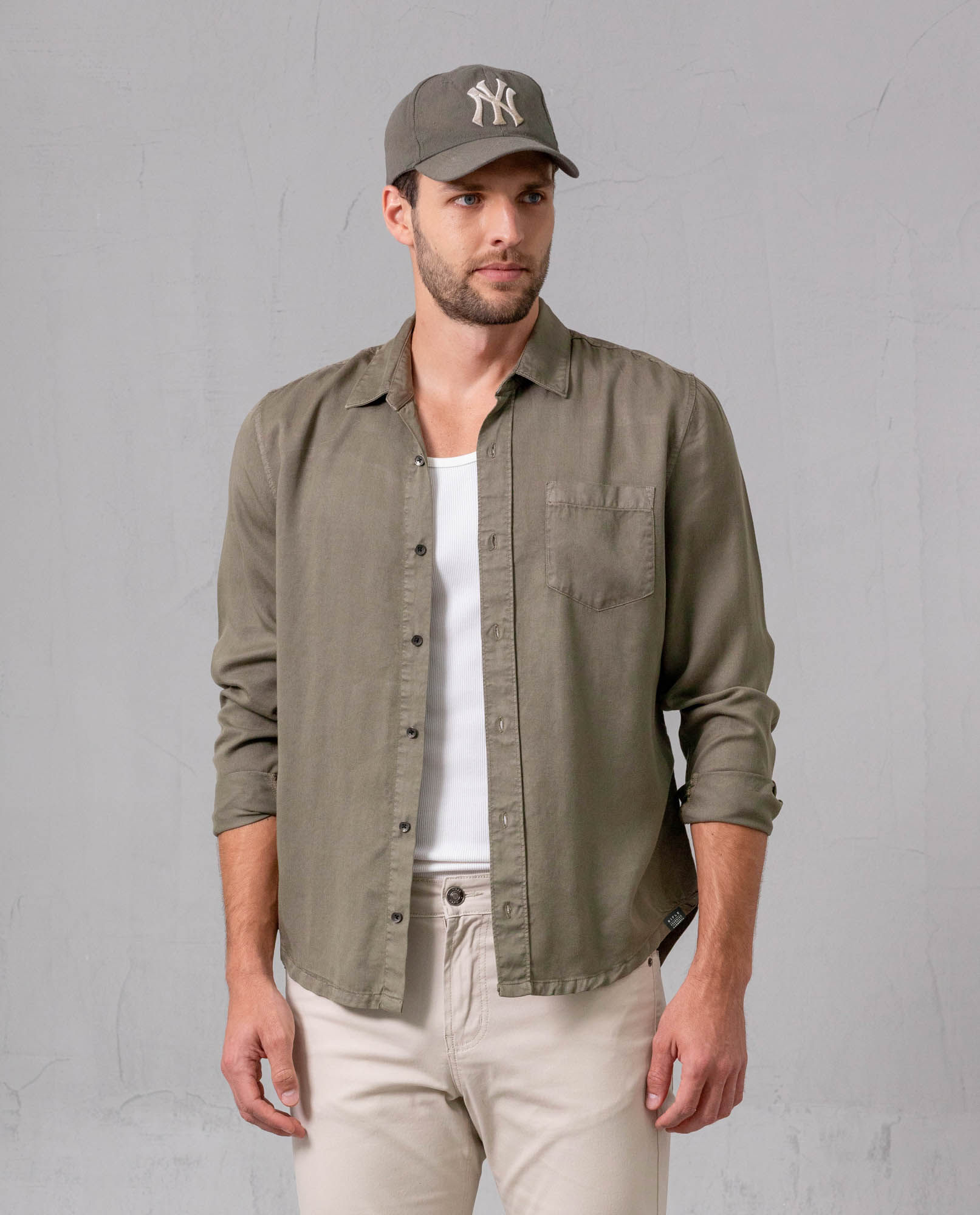 Camisa manga larga en lyocell para hombre