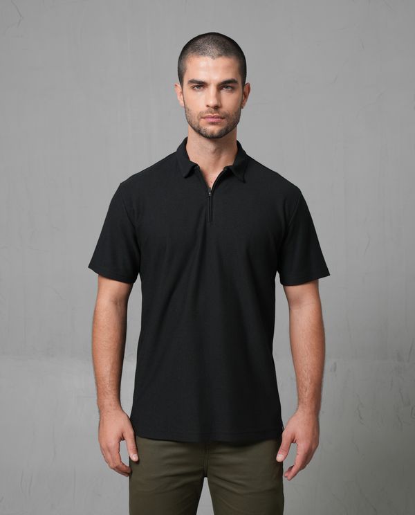 Polo de tela con textura con cierre para hombre