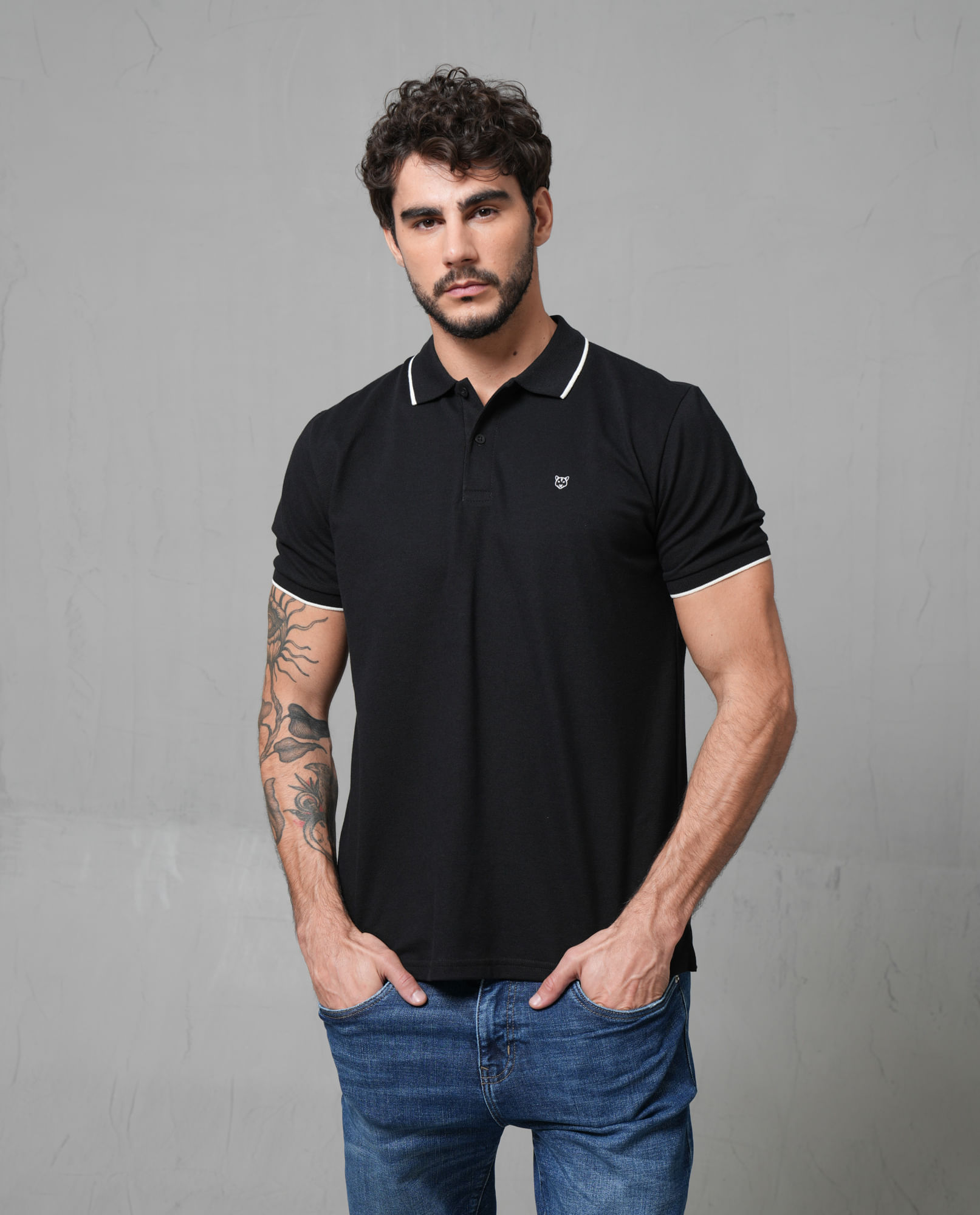 Polo manga corta con puma estampado para hombre