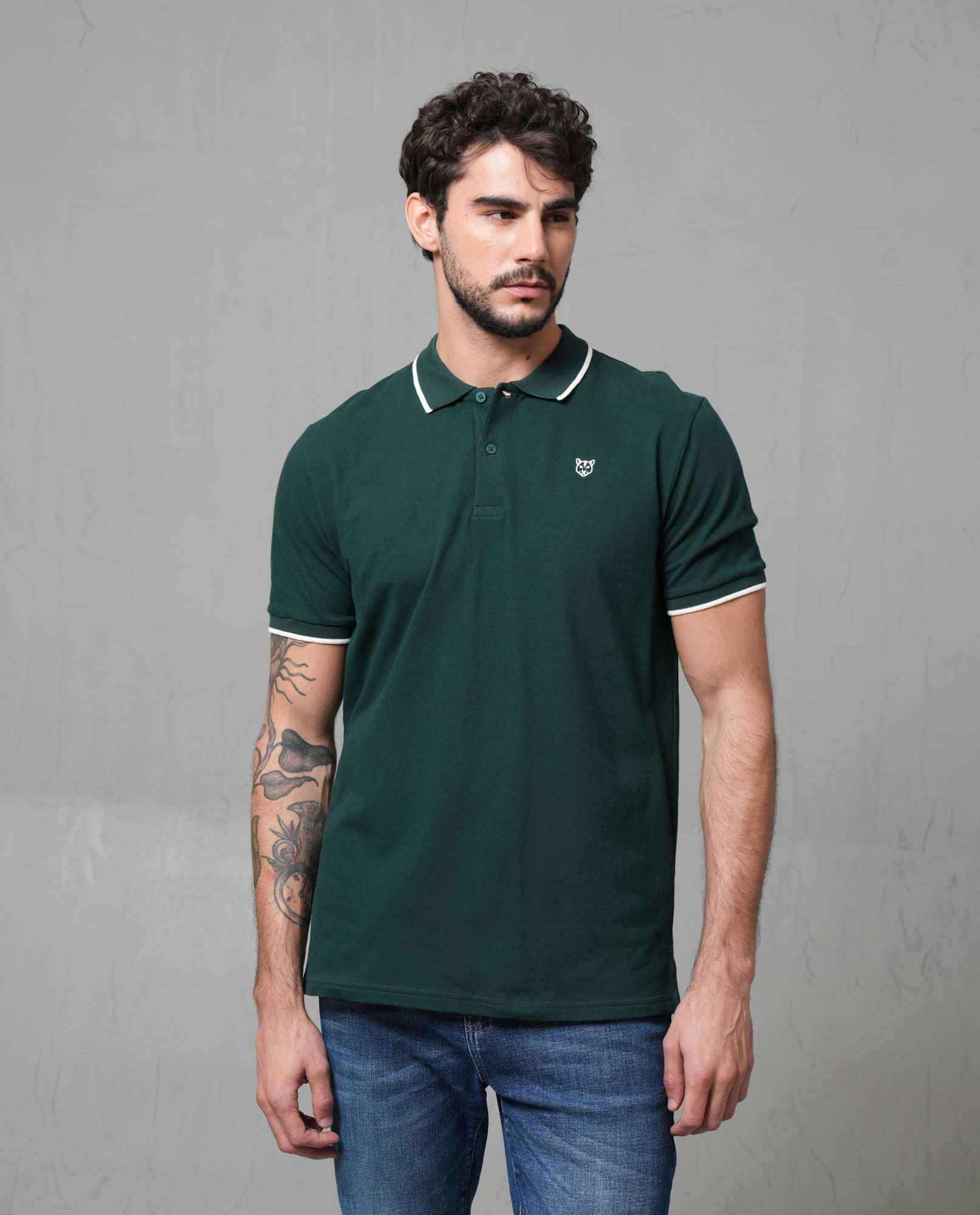 Polo manga corta con puma estampado para hombre
