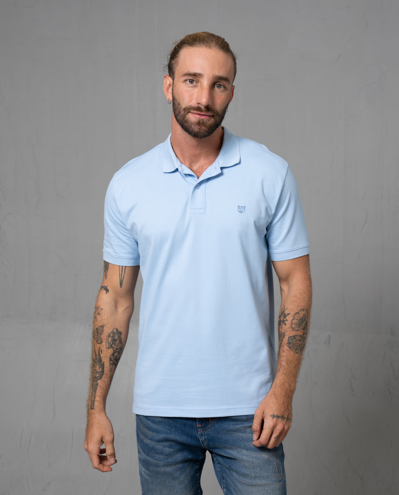 Polo con aplique de puma en punto corazón para hombre